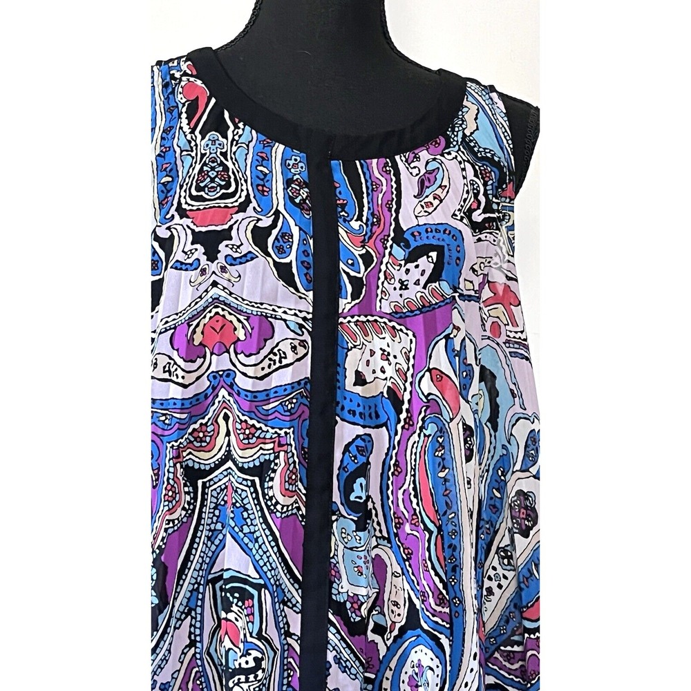 Nicole Miller Paisley Boho Blouse Women M Sleeveless Flowy Lightweight Festival - Picture 2 of 6
